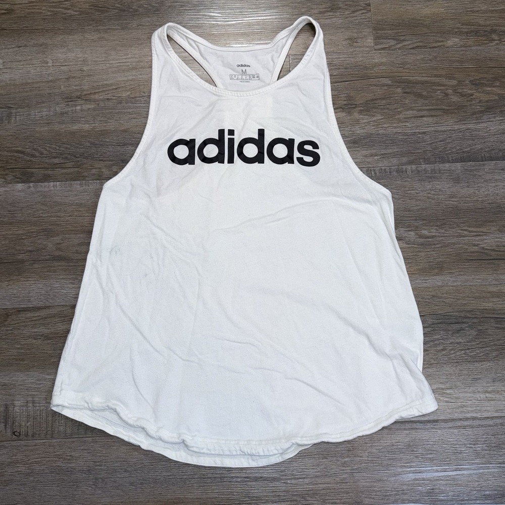 Adidas Essentials Loose Logo Tank Top Womens Medium White Classic Racerback Cut